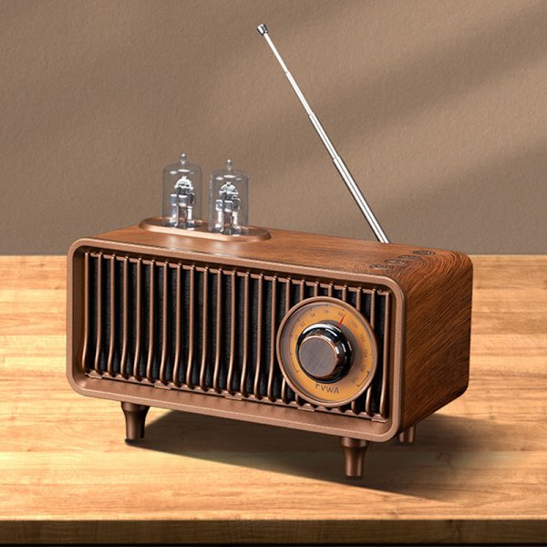Klassinen retro-radio Bluetooth-kaiuttimella, Vintage Wood -pöytäradio diskanttisäätimellä keittiöön, olohuoneeseen, pyöritettävillä säätimillä