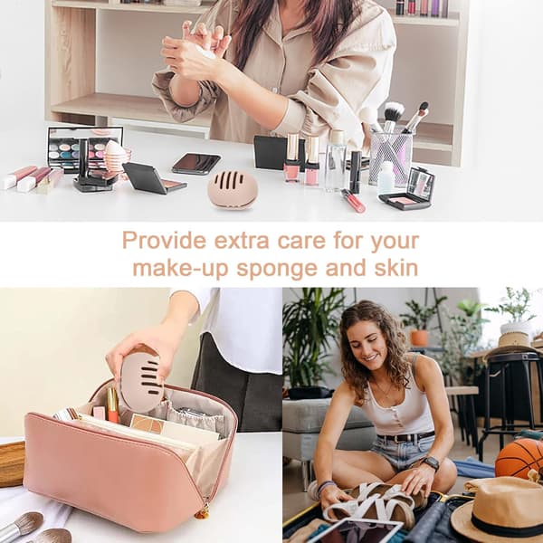 Integreret makeupsvamp rejsetaske, Silcone genanvendelig makeupsvamp holder