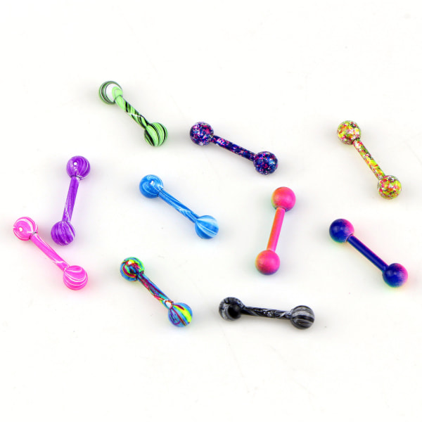 10PCS Rustfritt Stål Barbell Øre Stud Tragus Brusk Helix E.