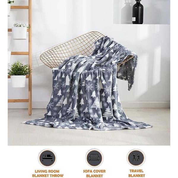 Elegant Comfort Luksuriøs Super Blød Juletrykte Fleece Tæppe - Juletema Hjemmeindretning Fuzzy Varmt og Hyggeligt Tæpper til Vinter Sengetøj, Sofa og G