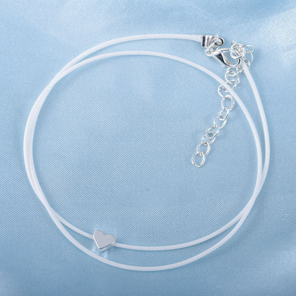 Anklet sydän 4 ketjua sinkkiseos hopea