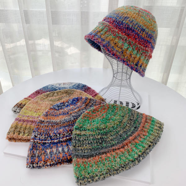 Strikkede lue, varm vinter casual heklet lue, fargerik