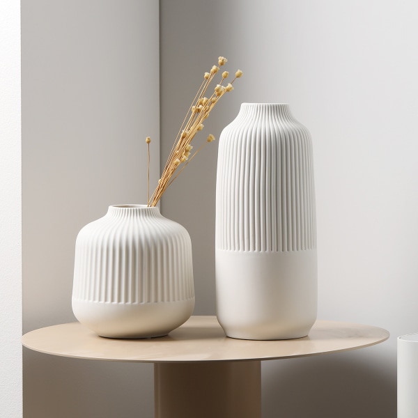 Keramisk vas i nordisk stil, dekorationsvas för pampasgräs som boho