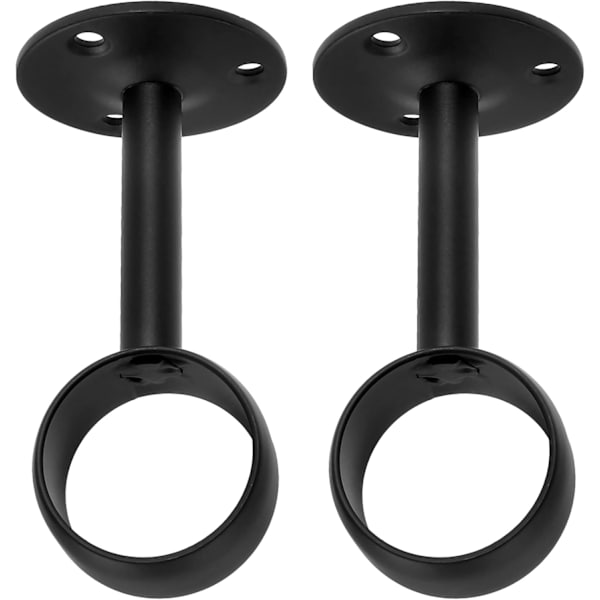 Sæt med 2 sorte rustfrie stål gardinstangsbeslag med 25 mm indre diameter