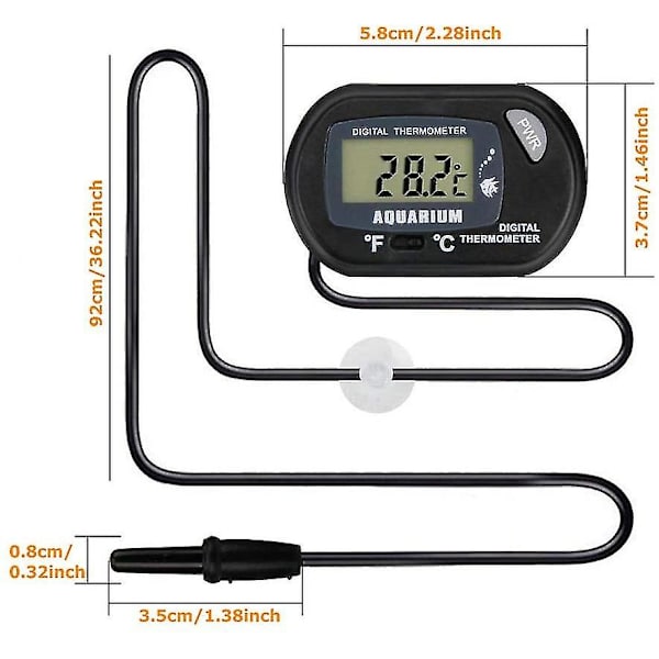 LCD-akvarie termometre: Digitale vandtætte sonder til akvarier og terrarier