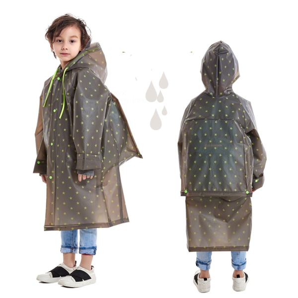 Regnrock Poncho Utomhus EVA En-delad Herr och Dam Kindergarten Elever Barn Ryggsäck Regnrock XL,130-150cm