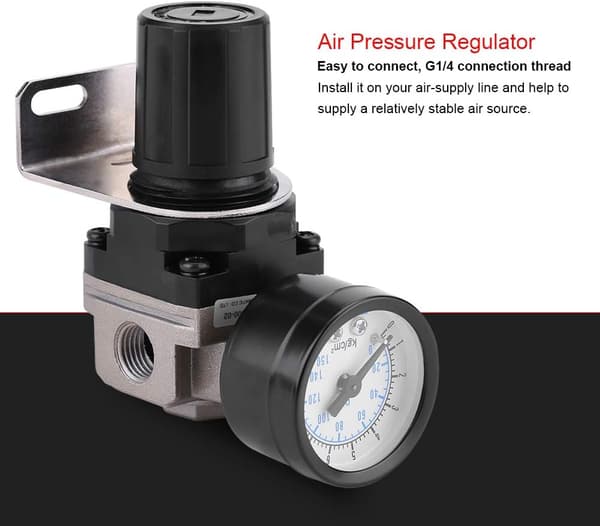Lufttryksregulator, G1/4 luftdrevet kompressor med trykmåler, 1