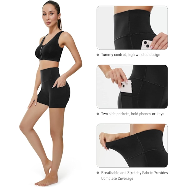 Kvinnors högmidjade aktiva shorts yoga leggings, magkontroll träning