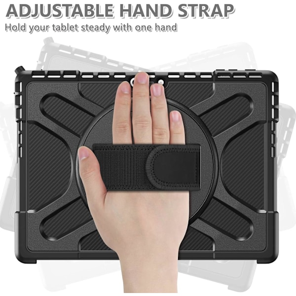 Gerutek Etui for Microsoft Surface Pro 10/Pro 9 (2024/2022), Heavy Duty Cover med roterende stativ og håndstropp, installerbart tastatur, støtsikkert Pr