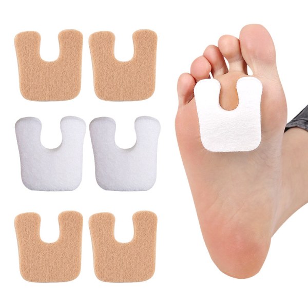 48 stk. U-formede filt callus puder metatarsal fod puder til smertelindring Hold callus fra at gnide på sko forfod, 2 farver