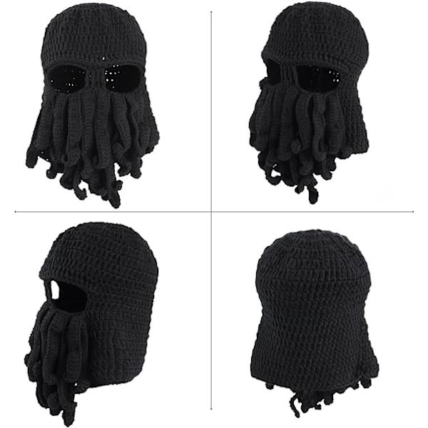 Skæg Hat Beanie Strik Pirat Hat Vinter Varm Blæksprutte Hat Vindtæt Sjov Blæksprutte Maske til Mænd Kvinder grøn