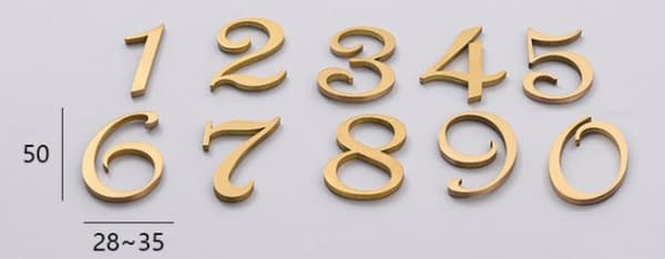 Messing-talonumero, tyylikkäät ovennumerot, 2 tuumaa (5 cm), metalliosoitenumero