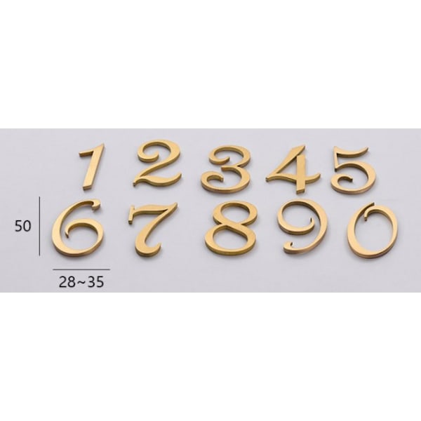 Messinghusnummer Elegant dørnummer 2 tommer (5 cm) Metall adresse nummer