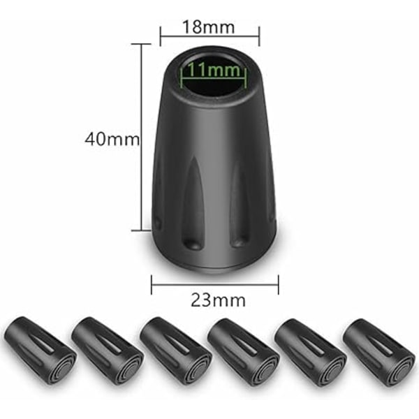 Gummi Beskyttelses Spidser til Universal Nordic Walking Trekking Stave - Asfalt Beskyttere Buffer til Trekking Stave（6 Stykker）