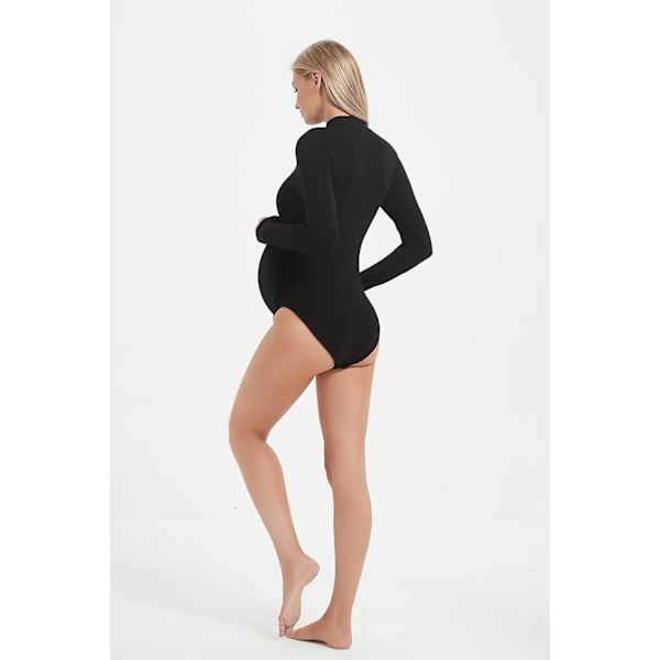 Maternity Shirt Mock Neck Langærmet Bodystocking til Graviditetsfotoshoot one size