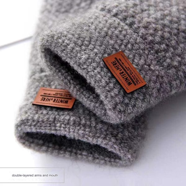 Vinter Fingerless Handsker Til Halv Finger Skrivning Kontor Strikkede A