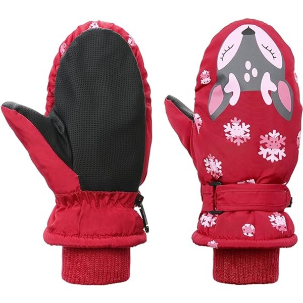 Vintervantar för småbarn, snövantar, vattentäta vantar, varma fleecevantar för barn, skidvantar för pojkar och flickor (M passar 5-10 år)