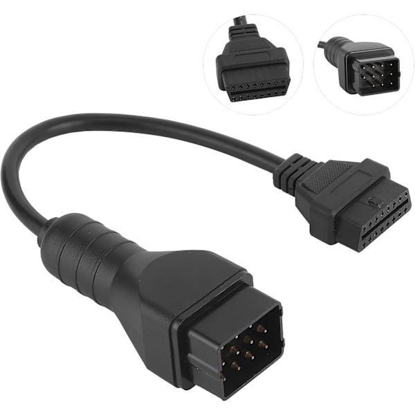 Diagnostisk Adapter, OBD2-kontakt Diagnostisk Kabel 12-pin til 16-pin Adapter Biltilbehør Forlengelse for Ren-Ault