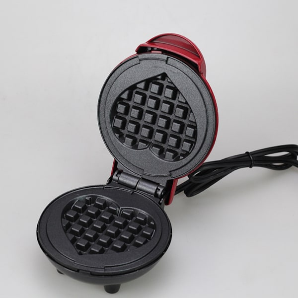 Mini Maker for Single Waffles, Hash Brown, Easy Clean, Non-Stick Surface, Rød