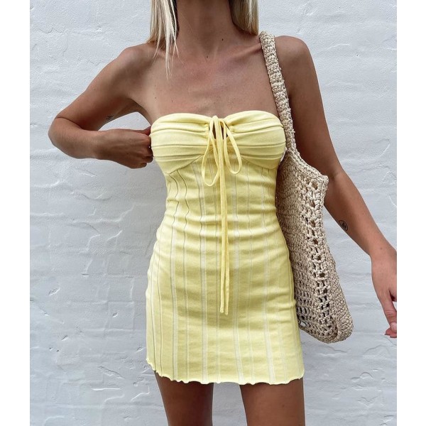 Kvinners Fashion Ripple Print Kjole Sexy Sommer Spaghetti Stropper Åpen Rygg S