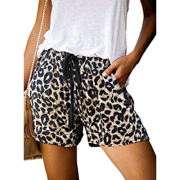 Kvinners uformelle shorts med snøring med løs trykt short med lommer XL