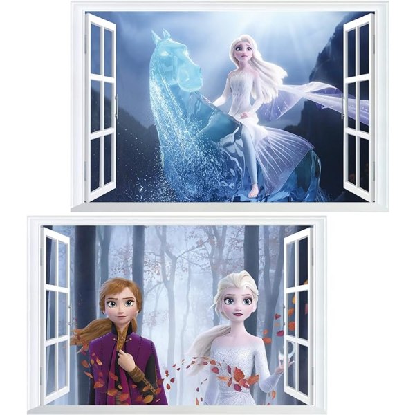 2ST Frozen Disney Väggklistermärken Frozen Vardagsrum Avtagbar Elsa Wall Sti