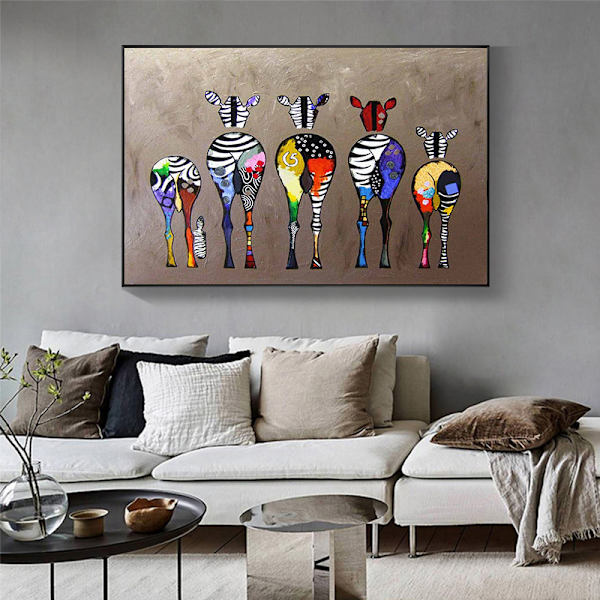 Zebra Herd Färgglada Bakdelar Street Art Canvas, Ram ingår ej 40x50cm