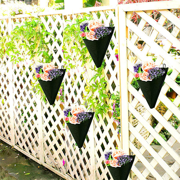 3 stk. Væghængte Planteposer, 21×24cm, Plantepose, Non-Woven stof, Grøntsags Have, Plantepotte, Planteposer, Vækstposer, Sort