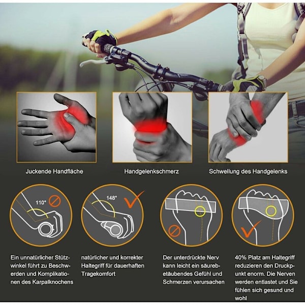 Polkupyörän kahvat, pyörän ohjaustangon kahvat, MTB-kahvat, ergonomiset kahvat, pyörän polkupyörän ohjaustangon kahvat, 22 mm:n liukueste kahvat pyörille-B