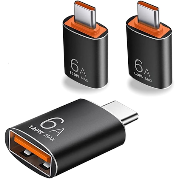 USB C til USB Adapter (3-pakning), Type C til USB 3.1 OTG Adapter for smarttelefoner og bærbare datamaskiner, Kompatibel med iPhone 15 Pro Max, MacBook Pro, Samsung Gal