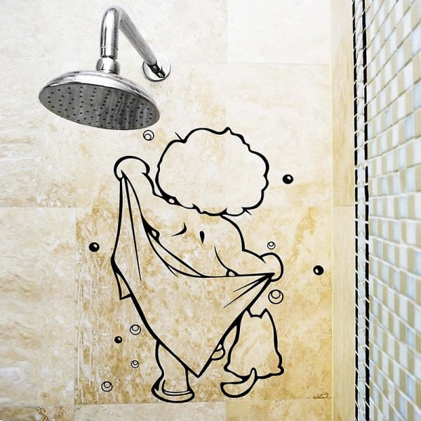 Duschglasdörrklistermärken Barnbadande väggdekaler Söt Waterp