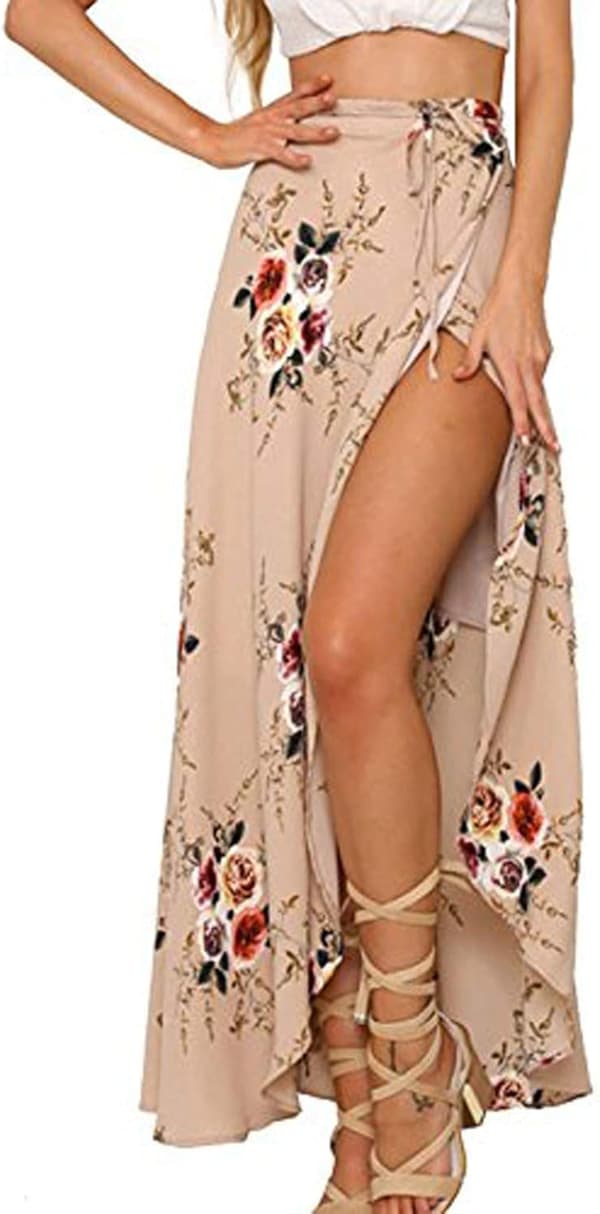 Kvinders Boho Blomster Binde Sommer Strand Wrap Kjole,XL