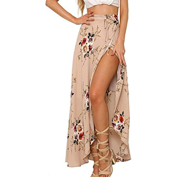 Kvinnors Boho Blommiga Tie Sommar Strand Wrap Klänning,XL
