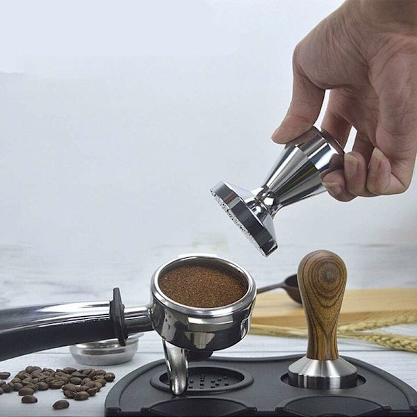 51 mm rostfri kaffepress, silver espressopress, återanvändbar platt bas rostfri pulverpress, 51 mm press grundläggande kaffebönpress, kaffeprodukter
