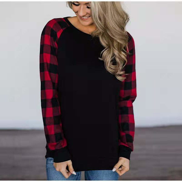 Womens Long Sleeve Shirts Crew Neck Pullover Sweatshirt Pattern Raglan Casu