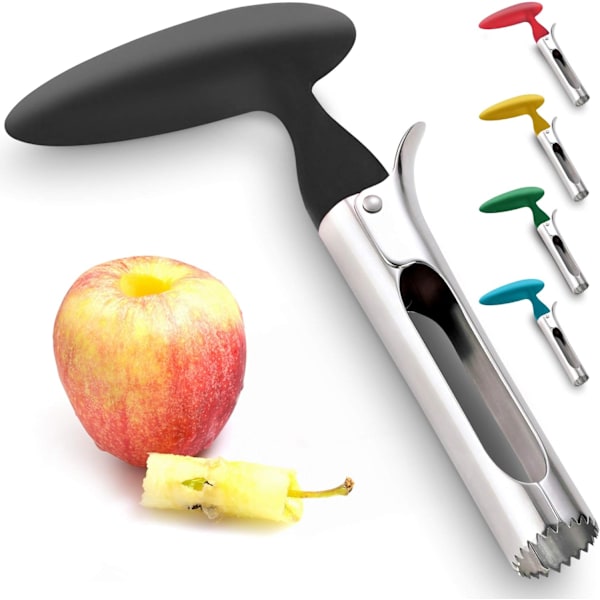Premium äppelurtagare - Lättanvänd hållbar äppelurtagare för päron, paprika, Fuji, Honeycrisp, äpplen - Rostfritt stål Bästa köksredskap Cupcake-urtagare - Svart, 2 st