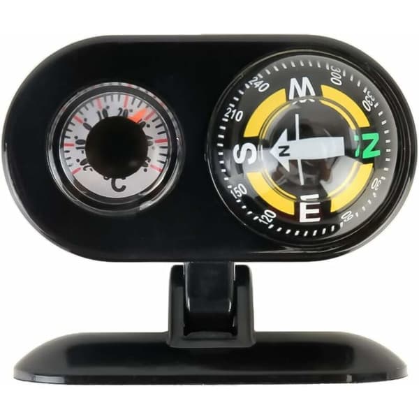 2 i 1 Bilorienteringsguide Kompass Termometer Bil Auto Instrumentbräda (Svart)