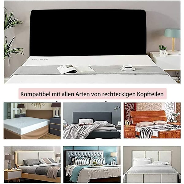 Støvttett stretch hodegjerdetrekk for 170-190cm seng Svart-Becomerich