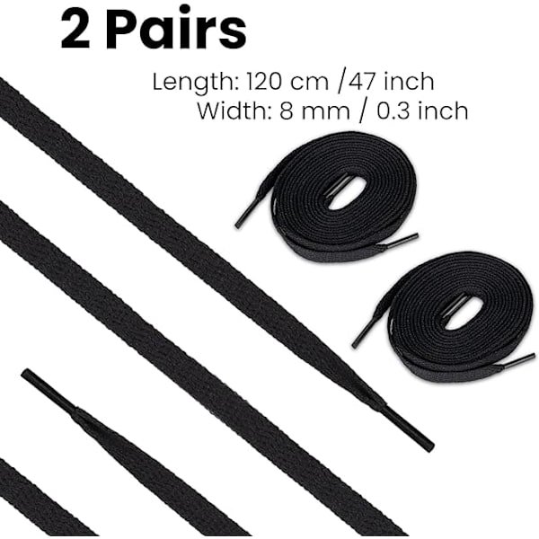 2 par flade skolisser, 120 cm skolisser til sneakers, erstatningsslisser