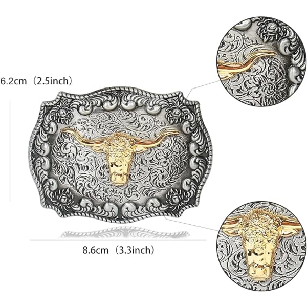 Western Belt Buckle, A-longhorn Bull, One Size