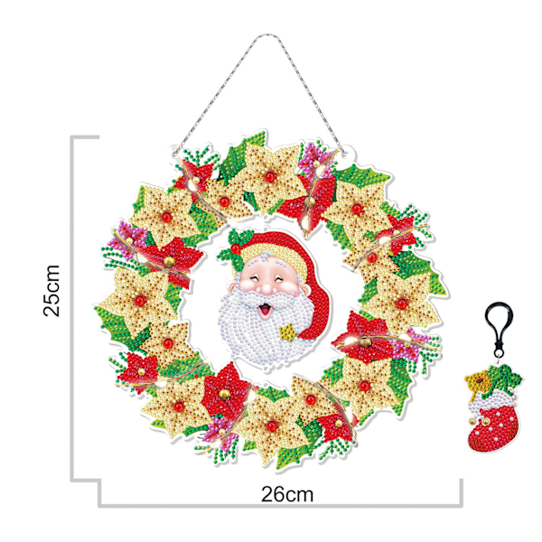 DIY Juldiamantmålning Hängande Kit för Vuxna, Akryldiamantmålning Hängsmycke Ornamentbräda Kit (Jul)