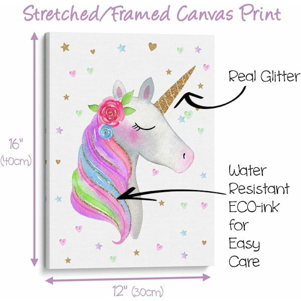 Något Unicorn Canvas Wall Art Sträckt/Inramad, Klar att Hänga. Unicorn
