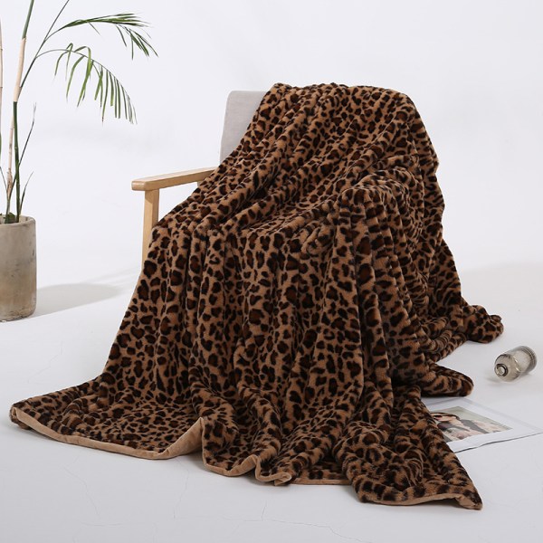 Pläd, supermjuk och mysig filt i leopardmönster (130*160 cm)
