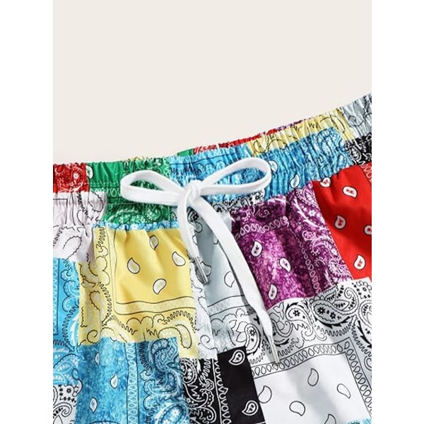 Kvinners trykte shorts med snøring i midjen og lommer - casual sommer shorts