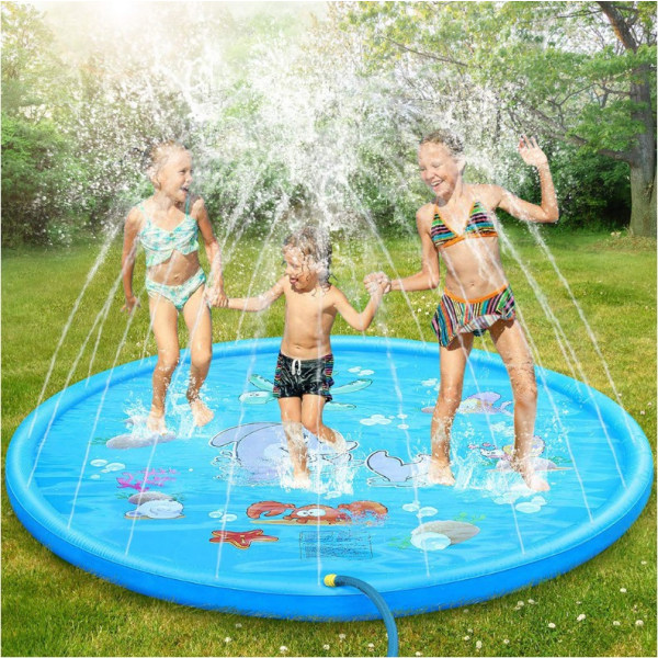 Uppblåsbar fontän för barn, sprinklerpool, uppblåsbara vattenleksaker utomhus för