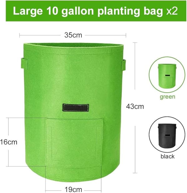 Potatisodlingsväskor, 2-pack 40L/10 gallon grönsaksväskor, odlingsväskor i non-woven med fönster, trädgårdsväskor för grönsaker