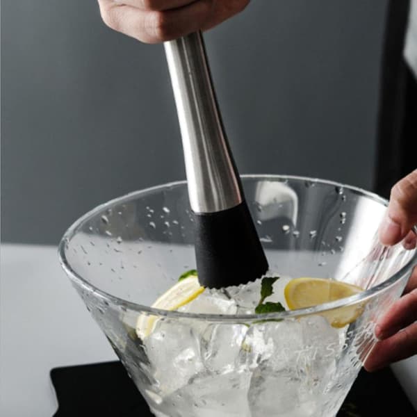 Cocktail Muddler, Rustfri Stål Muddler, Rustfri Stål Cocktail Muddler, Egnet for Familie- og Bar-bruk, Kompatibel med Knusing av Isbiter(St