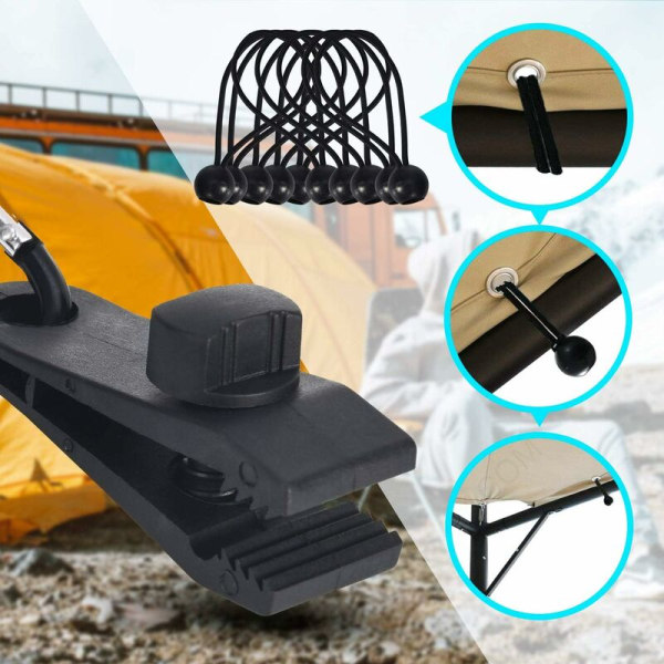 10-pack presenningklämmor utomhus presenninghållare med remspännare bungee-sladd +