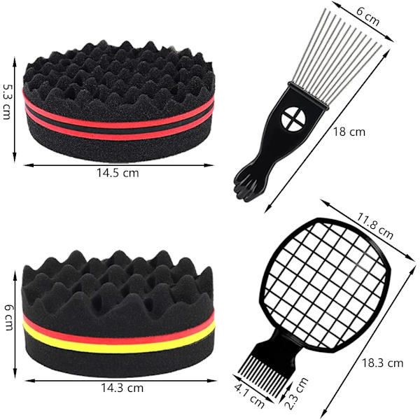 Twist Curl Sponge 4-pack Afro Twist Hårsvamp Afro Hårkam Hårsvamp Afro Metallkam Afro Twist Hårsvamp för Afro Frusit Hår