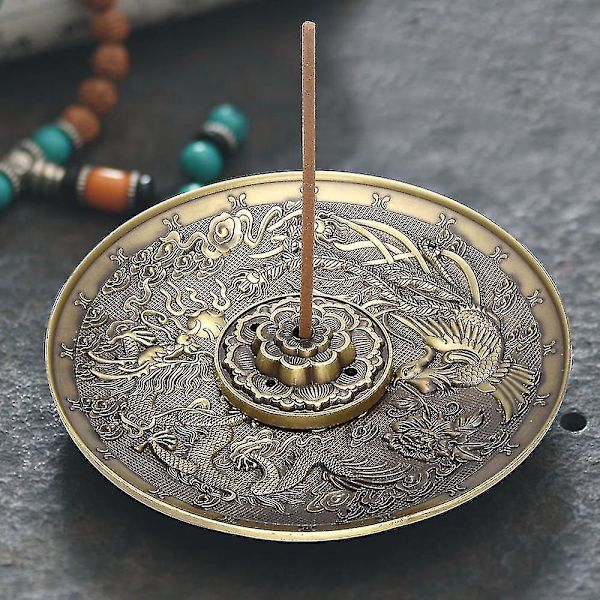 Røkelseholder - Lotuslegering røkelsebrenner med askefanger for meditasjon, yoga, hjemmekontor